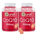 Qunol CoQ10 Gummies, CoQ10 100 mg, Delicious Gummy Supplements, Helps Support Heart Health, Vegan, Gluten Free, Ultra High Abors, 2 Ay Supply (60 Kont, Pack of 2)