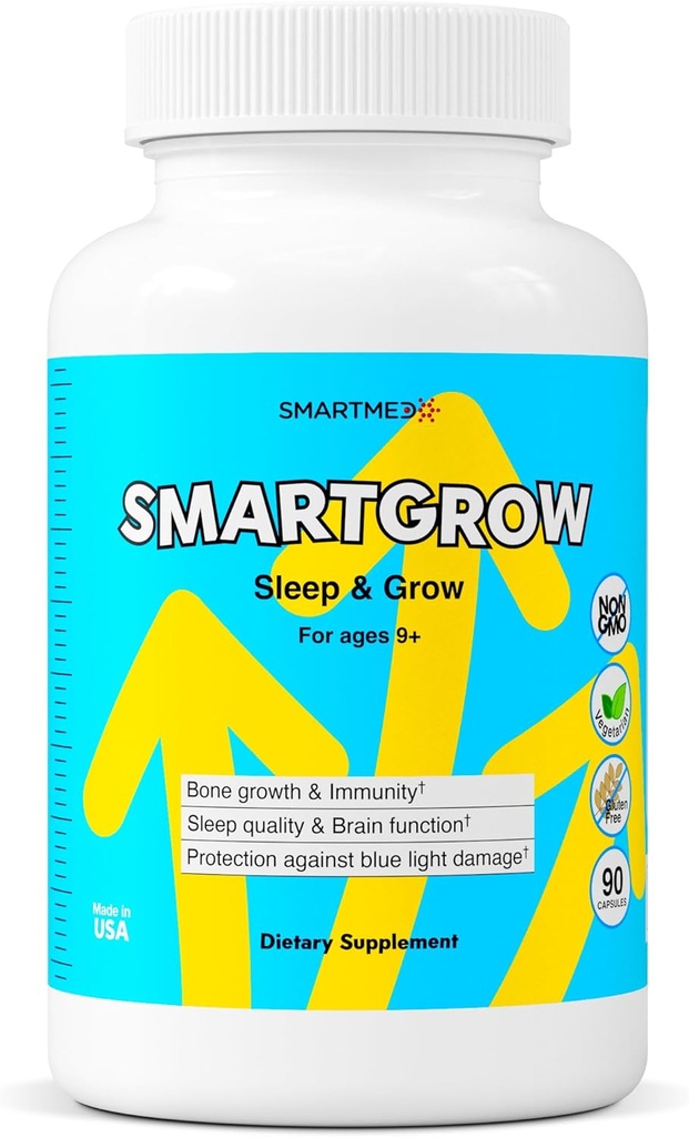 SMARTGROW 5-in-1 Güçlü Bones Eye & Healthuba, Vitamin D3, Amino asitler - Uyku Yardımı, Immune Support, Brain & Eye Health – 90 Capsules
