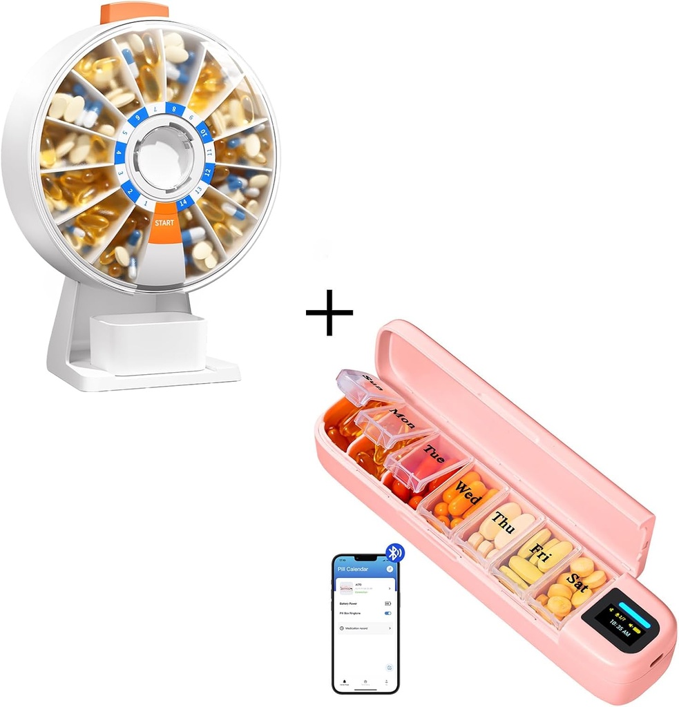 Daviky Pill Dispenser Daily, Large Pill Organize,Automatic Pill Dispenser, Smart Pill Organizer with Alarm