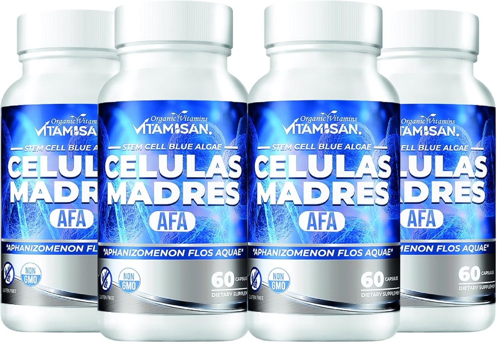 VITAMISAN 4 Celulas Madres Stemcells Celula AFA Blue Green Algae - Aphanizomenon Flos-aquae - Anti-Aging 240 Κάψουλες New no GMO