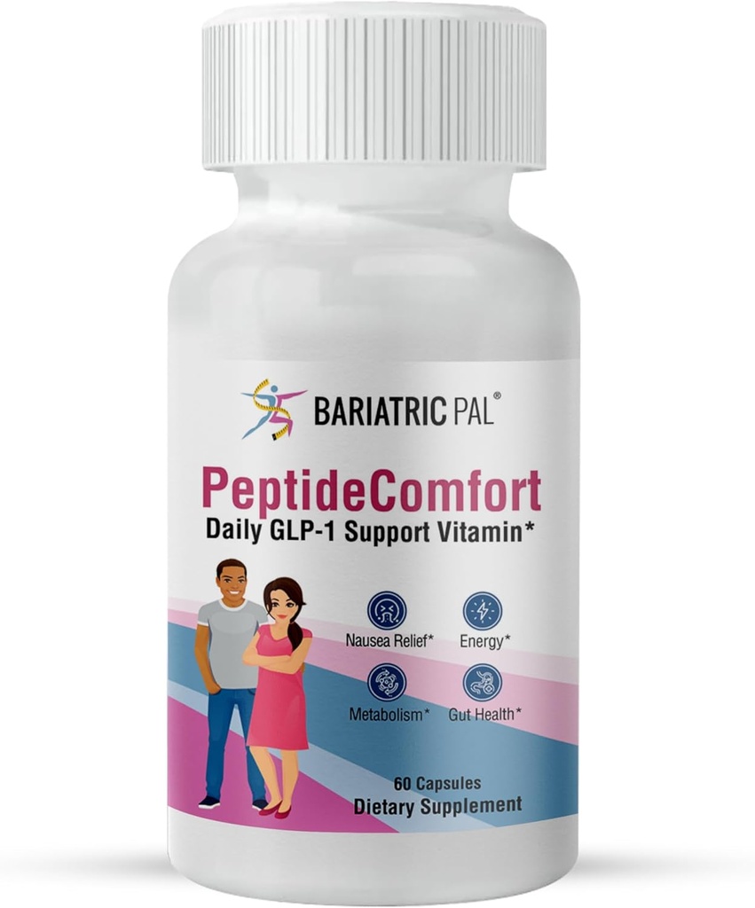 BariatricPal PeptideComfortTM - Καθημερινή GLP-1 Υποστήριξη Βιταμίνης για Ναυτία Ανακούφιση, Ενέργεια, & Μεταβολική Υγεία (60 Κάψουλες)