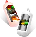 2 Συσκευασία 3 Διαμέρισμα μικρή θήκη χαπιών, Mini Portable κουτί χαπιών - Travel Daily Medicine Pill Supplement Organizer, Vitamin Container (White+Pink)
