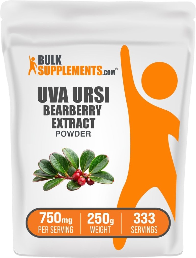 BulkSupplements.com Bearberry Leaf Extract Toz - Uva Ursi Ekstraksiyon, Herbal Supplement - Vegan & Gluten Free, 750 mg per Service, 250g (8.8 oz) (Paket 1)