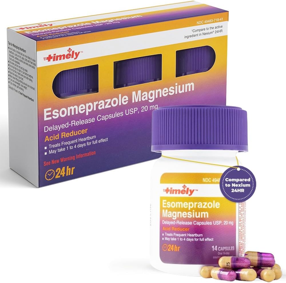 Zamanlı Esome Magnezyum 20 mg Antacid Pills - Stomach Asit Ölçümü, Frequent Heartburn Relief & Acid Reflux Medicine - 24 Saat Esomeprazole Gecikme Kapsülleri - 42 Kont