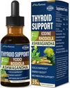 Tiroid Desteği Drops - Sıvı Iodine Supplement, Gotas de YODO y Selenio parayonu, Con Rodiola Semenovii y Ortiga, Fight Brain Fog w/Ashwagandha & Rhodiola Extract Tincture.2 ozz