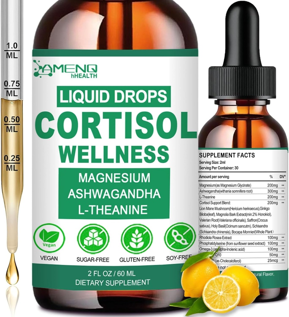 Kadınlar ve Erkekler için Cortisol Supplements, 16-in-1 Cortisol Steps Detox Manager w. Magnezyum, Ksm-66 Ashwagandha, L-Theanine, Rhodiola, Phosphatidylserine for Lower Cortisol, Recess Mood, Focus Support