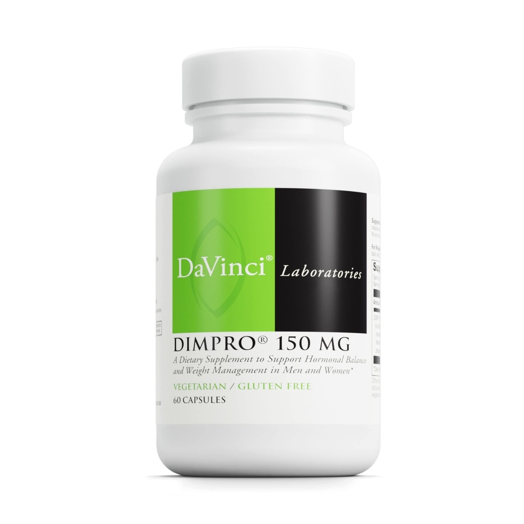 DAVINCI Labs DIMPro 150mg - Βοηθά στην υποστήριξη Ορμονική Ισορροπία, Μεταβολισμός οιστρογόνων & Περισσότερα με DIM* - Χωρίς γλουτένη - 60 κάψουλες (60 εξυπηρετούν)