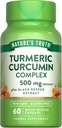 Nature's Truth Turmeric Curcumin with Black Pepper Extract | 500 mg | 60 Capsules | Non-GMO ve Gluten Free Kompleksi Supplement
