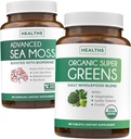 İrlandalı Deniz Moss & Organik Süper Yeşiller (3-Month Supply) Green Sea Synergy Sche - Organik İrlandalı Denizmosları - Raw Vegan Superfood (180 Caps) & Organic Greens Toz 28 Meyve ve Sebze (180 Caps)