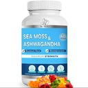 Sea Moss Ashwagandha Gummies - Organic Irish Sea Moss Blended with Burdock Root & Bladderwrack - Natural Energy & Calm Support for Adults - 60 Vegan Count