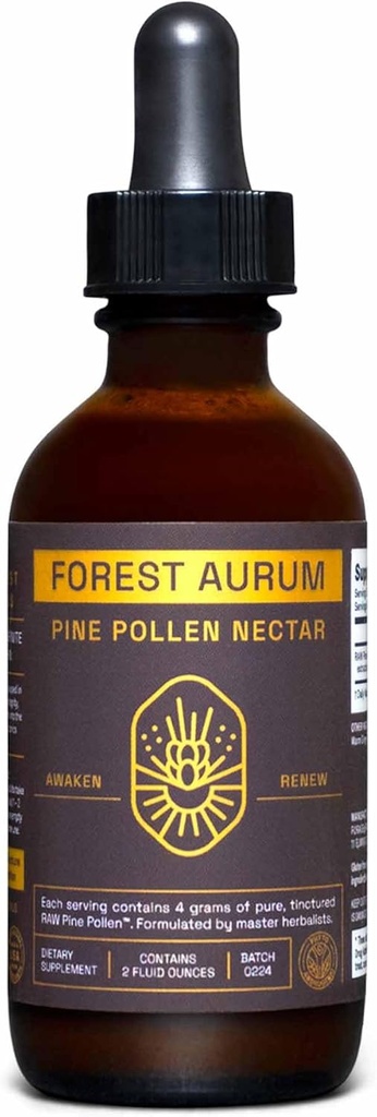 Δάσος Aurum Pine Pollen Βάμμα Nectar – 2:1 Αληθινή διπλή εκχύλιση – Φυτοστερόλη Υποστήριξη – Pure Single Origin Pine Pollen Βάμμα – 2 μπουκάλι ρευστή ουγγιά