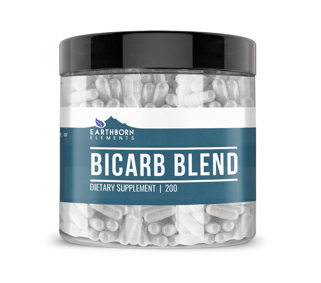 Earthborn Elements Bicarb Blend 200 κάψουλες, καθαρό & μη αραιωμένο, χωρίς πρόσθετα