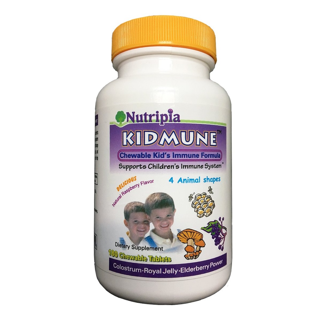 Kidmune Kids Immune Booster - 180 Chewable Mini Tabs με Elderberry, Colostrum, Propolis, Beta Glucan, Astragalus, Vitamin C, D, Zinc - Fun 4 μορφές ζώων!
