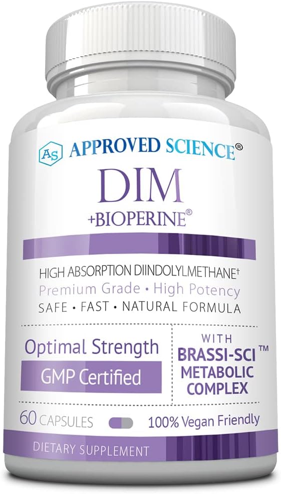 Onaylanmış Bilim DIM - Estrogen Metabolism Desteği - DIM, Broccoli Sprout, Mustard Tohum, Kalsiyum D, BioPerine - Vegan - 1 Şişe - 60 Capsules