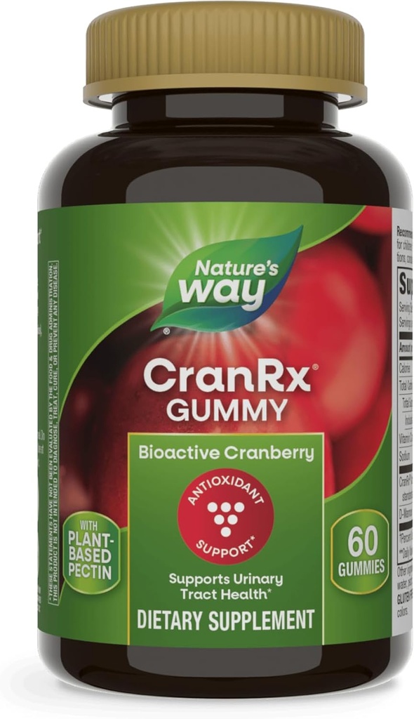 Nature's Way CranRx Cranberry Gummies, Urinary Tract Health Support*,% 100 Tüm Cranberry Meyvesi D-Mannose, C, 60 Gummies (Pazar Mayıs Vary)