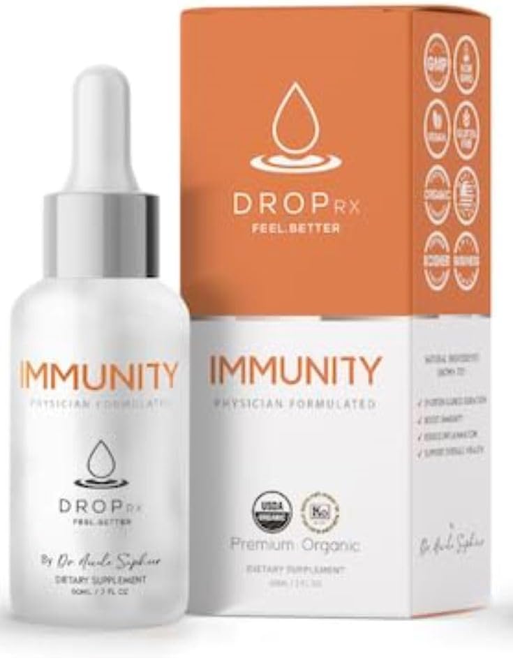 DropRx Immunity by Dr. Nicole Saphier – Elderberry, Echinacea & Supplement Supplements for Immune System Support, Organic, Non-GMO, Vegan, Gluten-Free, Kosher, USA (2 Fl Oz)