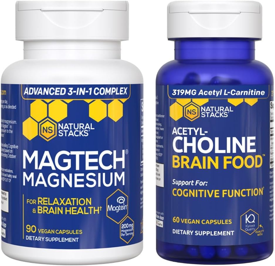 Doğal Stacks Magtech Magnezyum + Acetylcholine Brain Food Sche - Beyin Sağlığı, Rahatlama ve Bilişsel Fonksiyonl* - 150 Total Capsules