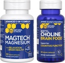 Φυσικές στοιβάδες Μαγνήσιο Magtech + Acetylcholine Brain Food Bundle - Υποστηρίζει την υγεία του εγκεφάλου, την χαλάρωση και τη γνωστική λειτουργία * - 150 Σύνολο καψακίων