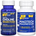 Φυσικές στοιβάδες Μαγνήσιο Magtech + Acetylcholine Brain Food Bundle - Υποστηρίζει την υγεία του εγκεφάλου, την χαλάρωση και τη γνωστική λειτουργία * - 150 Σύνολο καψακίων