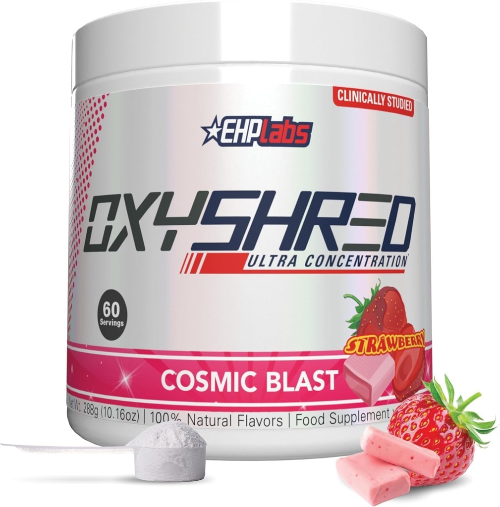 EHP Laboratuvarları OxyShred Pre Workout Toz - L Glutamine & Acetyl L Carnitine, Energy Boost Drink - Cosmic Blast, 60 Servisler