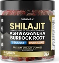 Organik Shilajit Gummies, Sea Moss, Ashwagandha, 105+ Trace Minerals – Organik Burdock Root & Lions Mane Mushroom – Watermelon Flavor – Vegan & Non-GMO – Amerika'da Made in 60ct