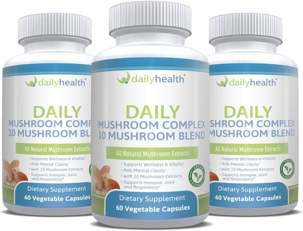 Günlük Sağlık 10 Mushroom Blend Kompleks Tüm Doğal Türlü Vegan Dostu 180 Veg Capsules