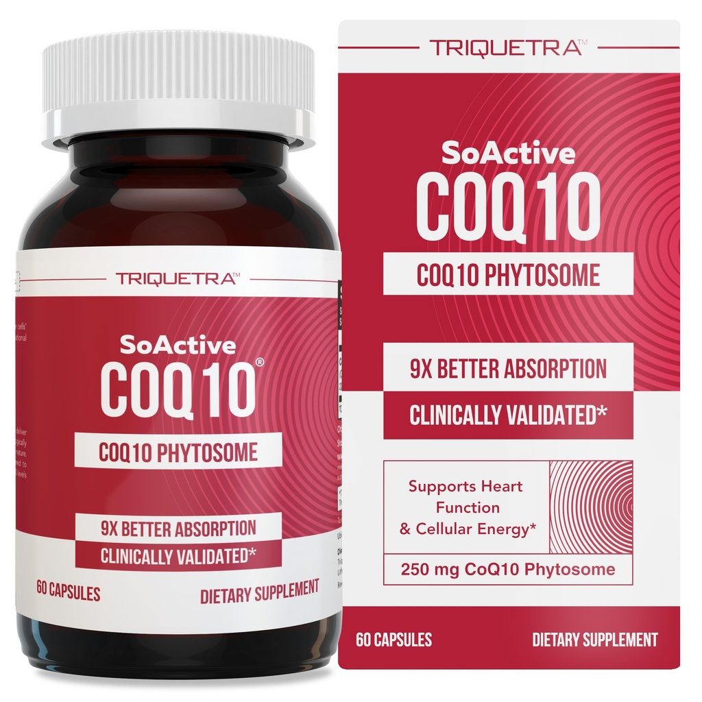 SoActive CoQ10® 250 mg: CoQ10 Phytosome with up to 9X Aborpsiyon - Proven Hücreleri Teslimat - Destek Hücreleri Enerji Üretimi (60 Capsules)