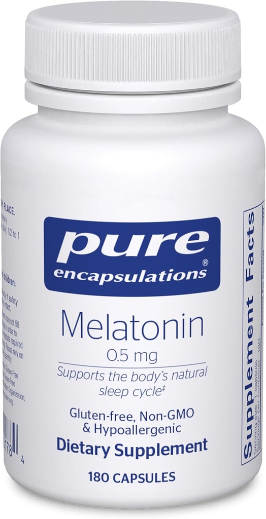 Saf Encapsulations Melatonin 0,5 mg - Doğal Uyku Yatak zamanı için Yardım - Regulates Sleep-Wake Döngüsü - 0,5 mg Melatonin - Vegan & Non-GMO - 180 Capsules