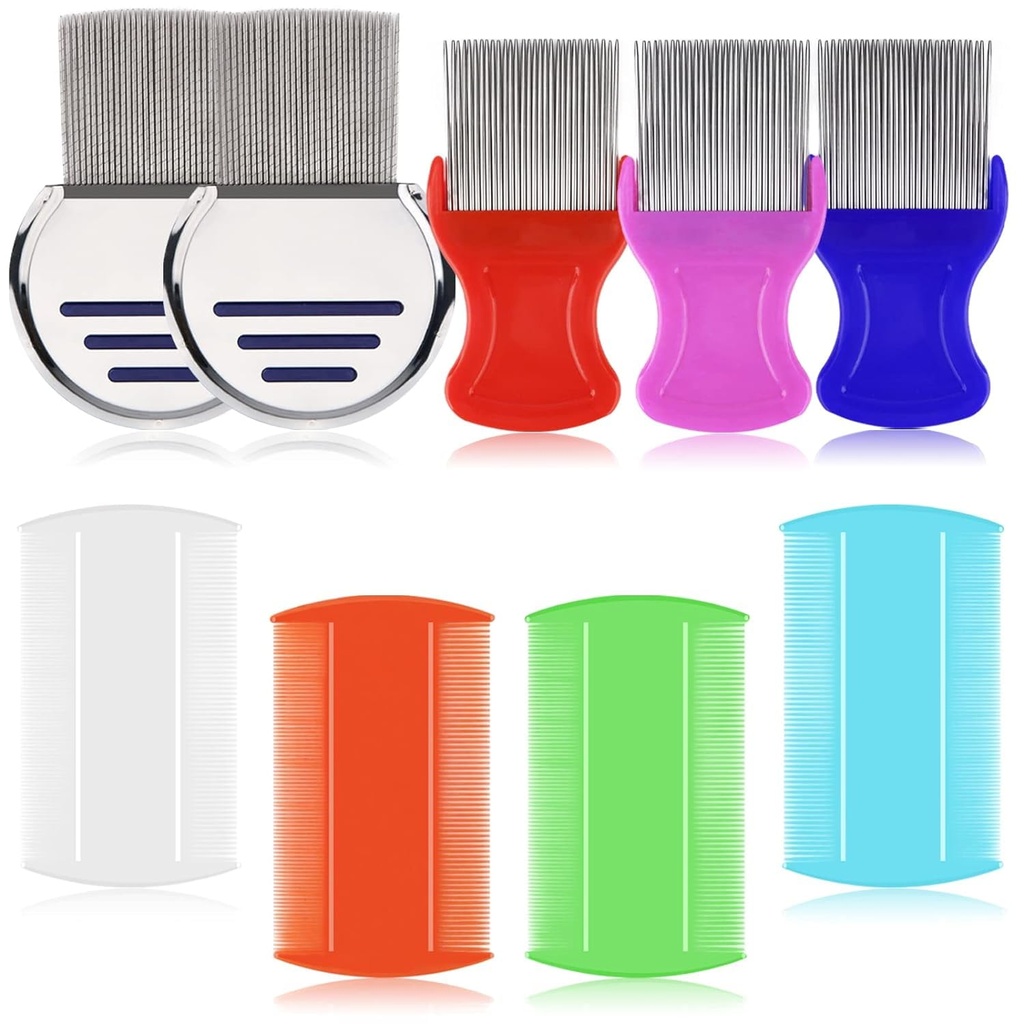 LABOTA 9 Apples Lice Combs, Flea Combs, Hair Comb Double Sided Fine Tooth Combs, Removal Dandruff Comb with Metal Dişler, paslanmaz Steel Louse ve Nit Comb for Head Lice Treatment