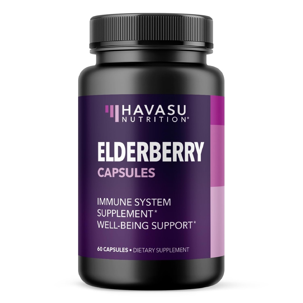 Sambucus Black Elderberry Capsules - Immune Support Supplement for Yetişkinler - 400 mg of Extract Per Search for General Wellness - Vegetarian-Friendly, Non-GMO, Unflavored - 60 Count, 2 Ay Supply