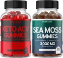 Keto ACV Gummies (90 Count) for Kilo Kaybı Gelişmiş Formula ve İrlandalı Deniz Moss (90 Kont) Enerji ve Immune Desteği için Bladderwrack ile - Vegan Güvenli - ABD'de Yapılacaklar - 90 Gummies