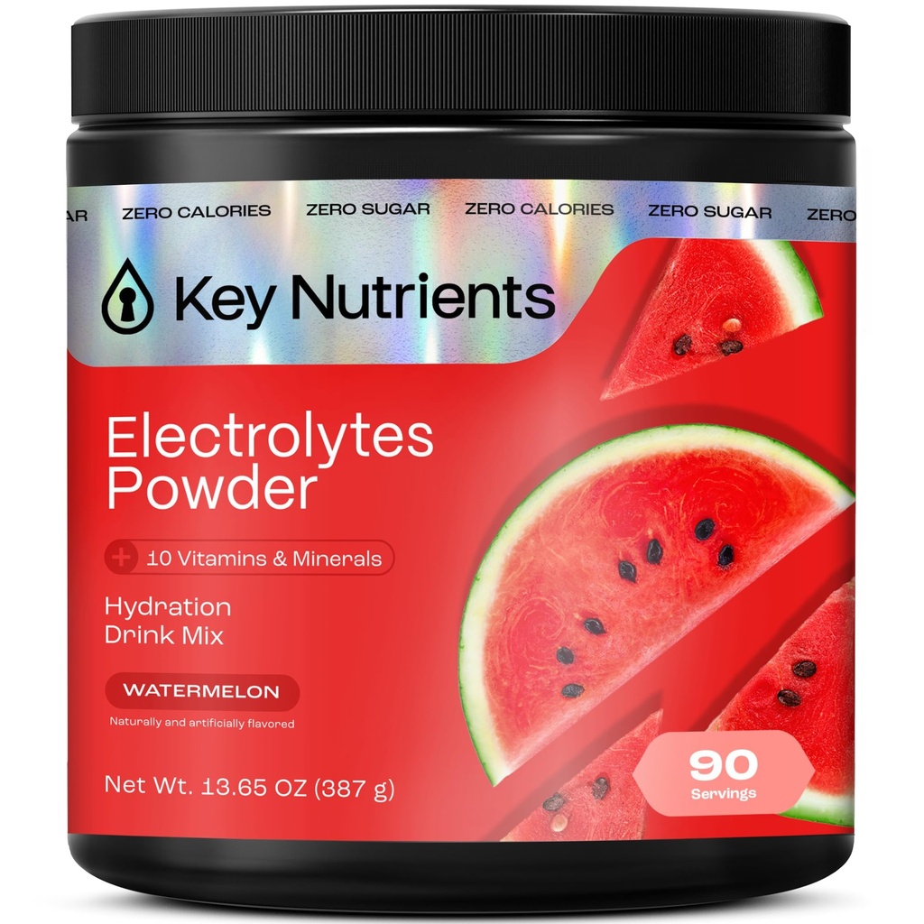 KEY NUTRIENTS Multivitamin Electrolytes Toz No Sugar for Recovery - Yenileme Sumelon Electrolyte Toz - Hydration Toz - No Calories, Gluten Free Electrolytes Toz - 90 Hizmetler