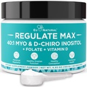 Eu Natural Regulate MAX Myo-Inositol & D-Chiro Inositol Supplement Powder for Women with Vitamin D & Folate Nutritional Support, Hormone Balance & Fertility Support, Unflavored 60 Servings