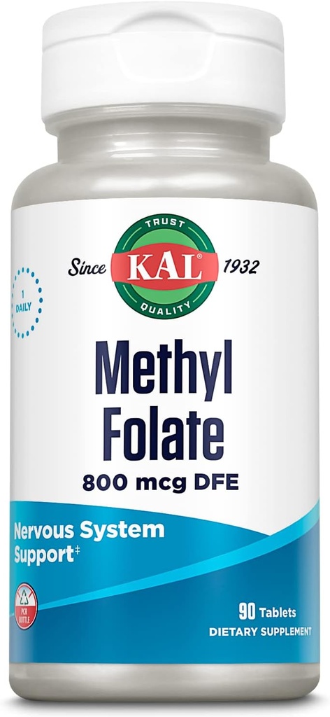 KAL Torch Folate 800 mcg DFE, 5-MTHF Aktif Form Vitamin B9, Folic Asit Supplement, Kalp Sağlığı, Prenatal, Mood ve Beyin Desteği, Hızlı Deyim ActivTab, 60 Günlük Garanti, 90 Hizmet, 90 Tablet