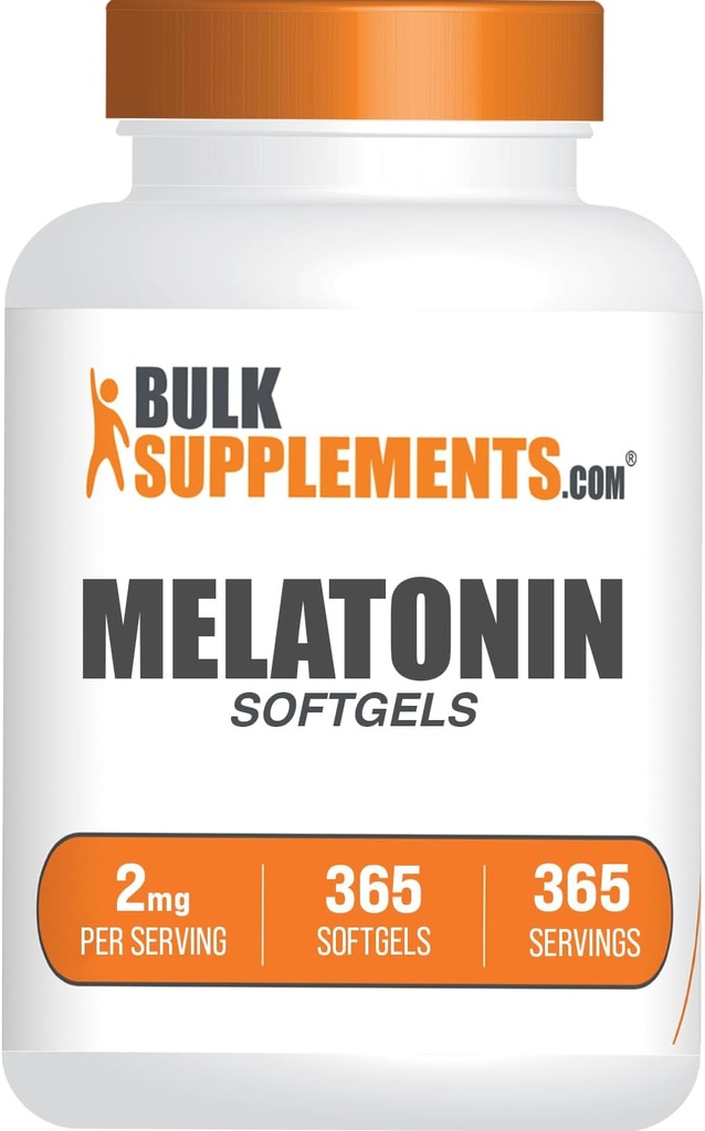 BulkSupplements.com Melatonin Softgels - Melatonin Supplement, Sleep Aids for Yetişkinler - Gluten Free, 1 Softgel per Service (2 mg), 365 (Kap 1)