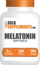 BulkSupplements.com Melatonin Softgels - Melatonin Supplement, Sleep Aids for Yetişkinler - Gluten Free, 1 Softgel per Service (2 mg), 365 (Kap 1)