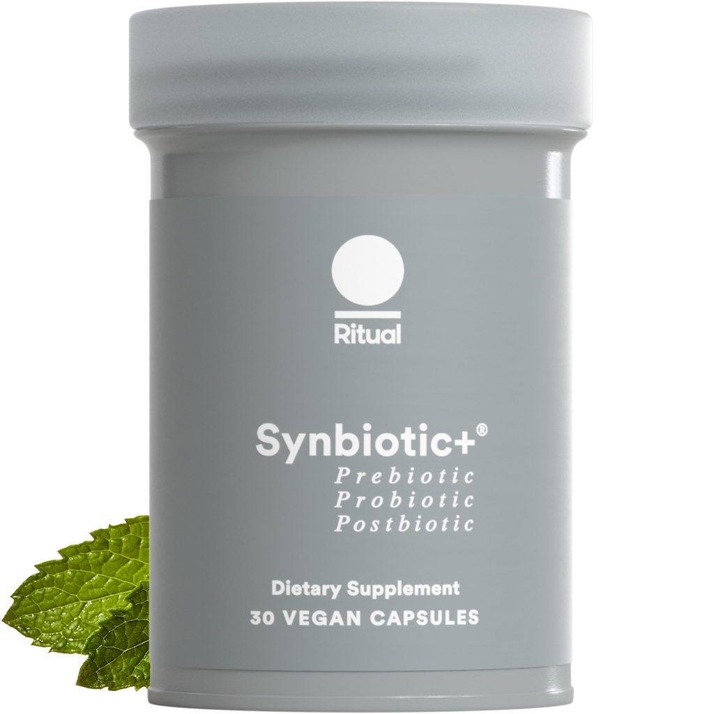 Ritual Synbiyotik+ Probiyotik, Prebiyotik, Postbiyotik, 3in-1 Supplement for Gut Health and Digestive Support, Regularity, Bloat, Immune, Vegan Gecikmiş-Released Daily Capsule, Women and Men, 30 Day Day