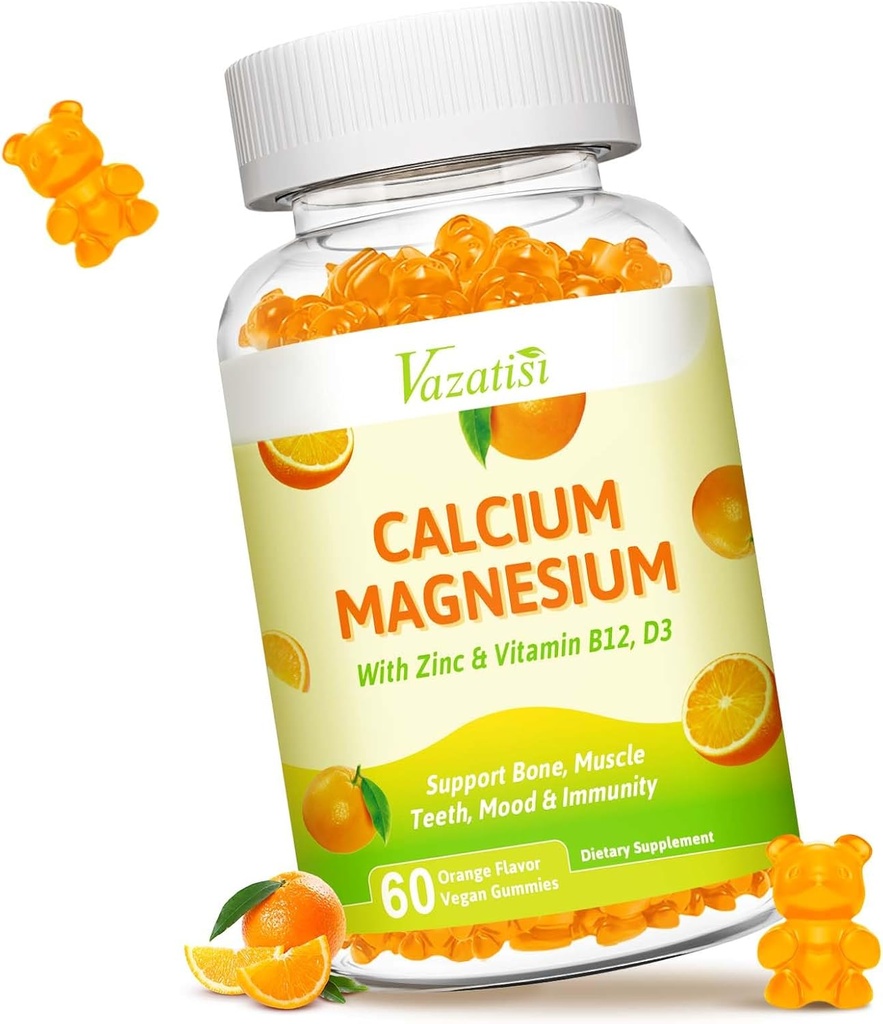 D3 ve K2 Vitamin D3 Vitamini ile Magnezyum Gummies, Immune ve Calm Mood için Yüksek Abhidratörü Glycinate Pyum, Vegan Orange Flavor 60 Gummies