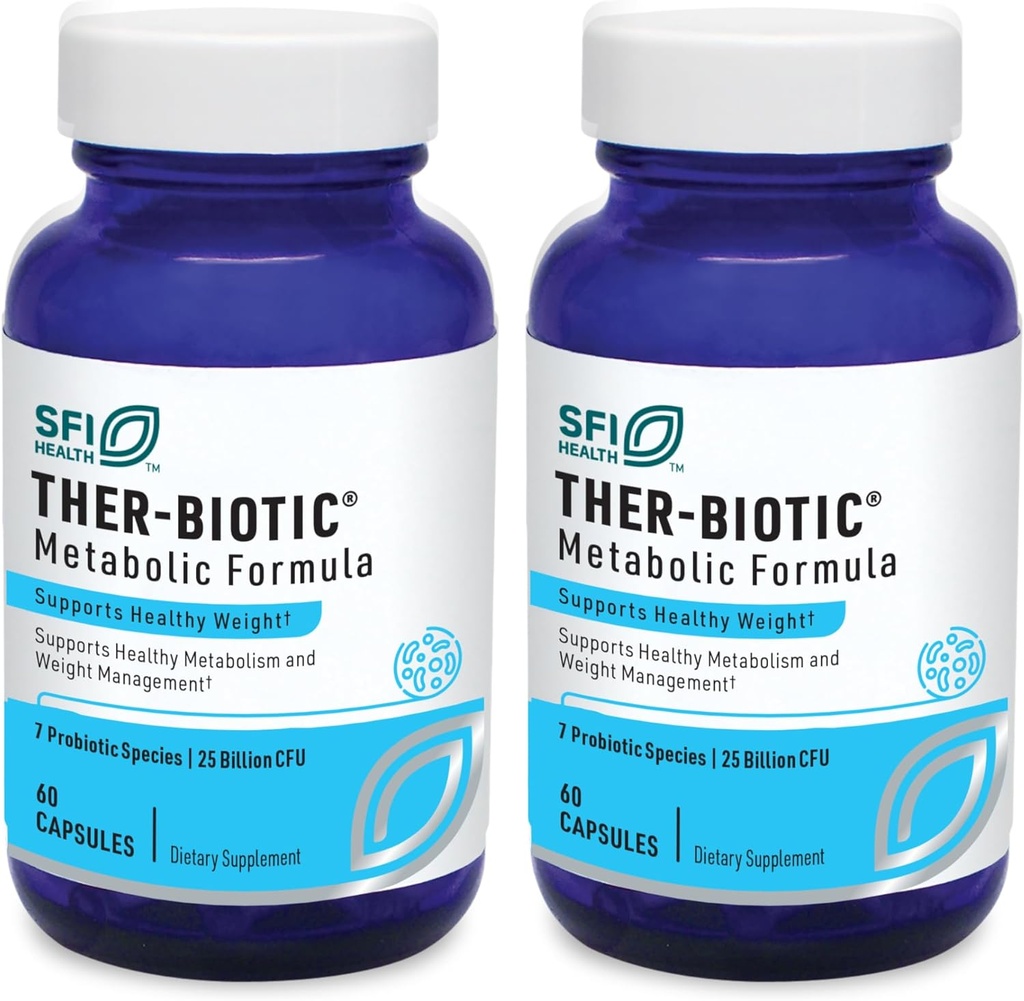 Klaire Labs SFI Health Ther-Biotic Metabolic Formula Probiotic - Υποστηρίζει το μεταβολισμό + ανοσοποιητικό σύστημα - χορτοφαγικά προβιοτικά - Hypoallergenic, Dairy-Free (60 κάψουλες / 2 συσκευασίες)