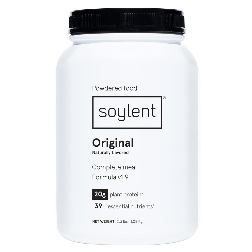 Soylent Tamam Beslenme Meal Emekli Protein Toz, Orijinal - Bitki bazlı Vegan Protein, 39 Temel Nutrients - 36.8oz