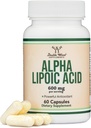 Alpha Lipoic Acid 600mg per Serving, 60 κάψουλες (Trit Party Tested, Non-GMO, Gluten Free, Vegan Safe) Ισχυρό Αντιοξειδωτικό για Νευροπάθεια και Καρδιαγγειακή Υγεία (ALA Supplement) από Διπλό Ξύλο