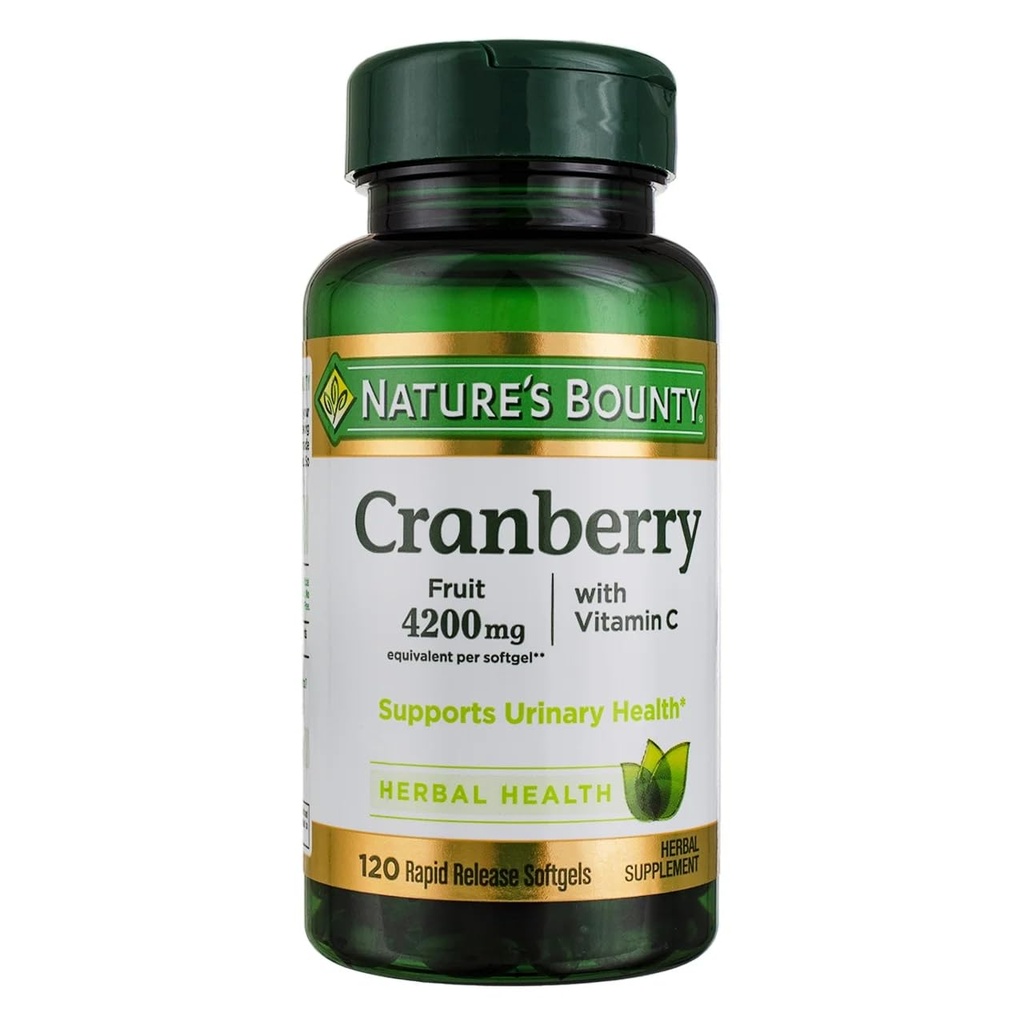Nature's Bounty Cranberry Fruit Softgels 4200 mg artı C, 100 sayı
