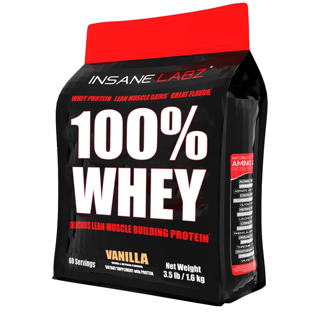 Insane Labz 100% Whey Protein (60 Hizmet, Vanilla)