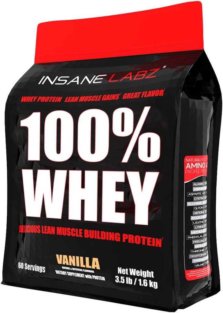 Insane Labz 100% Whey Protein (60 Hizmet, Vanilla)