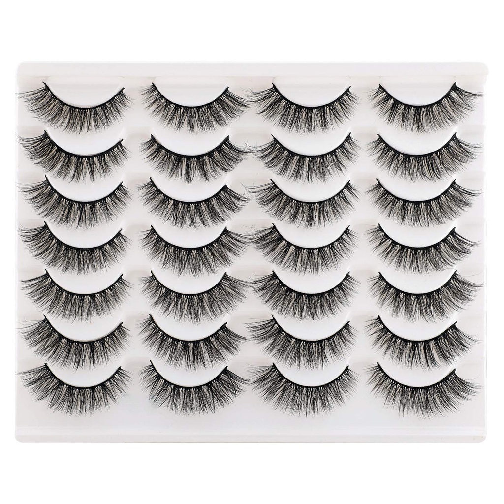 Ψεύτικες βλεφαρίδες False Eyes Cat Eyes Wispy Natural Faux Mink Lashes 14 Ζευγάρια Pack Ελαφρύς όγκος Fake Eye Lashes Multipack
