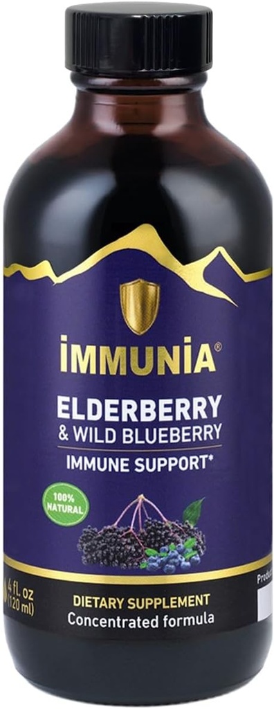 Immunia Elderberry & Wild Blueberry Concentrate. Strengthen Your Immune System Naturally. Delicious Taste. 24-Day Supply. (1-Pack)