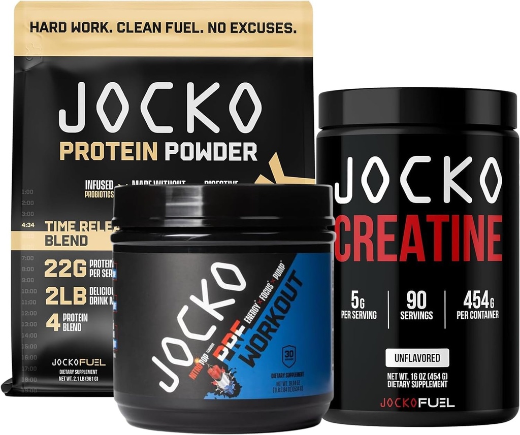 Jocko Yakıt Pre Workout, protein Toz, &t Kreat (Pack of 3)