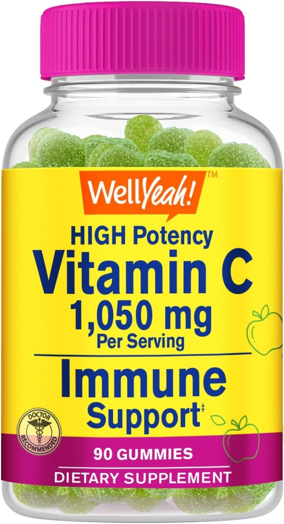 WellEvet C 1050 mg Gummies - Natural Sourced Flavors - Immune Support Diyetary Supplement, Antioksi Support - Ekstra Kuvvet Vegetarian Gummy, Non-GMO, Gluten Free - 30 Hizmetler