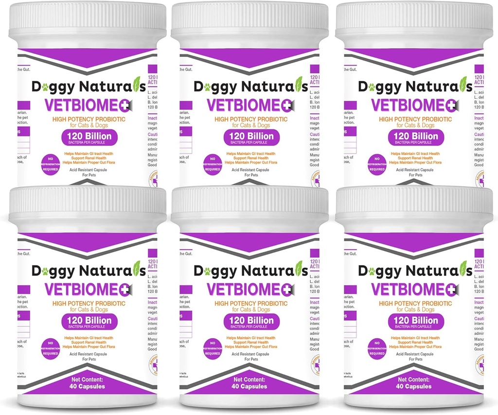Vetbiome Plus High Potency Probiyotiks for Pets (240 Capsules) Made in U.S.A - NO Refrigeration Required!
