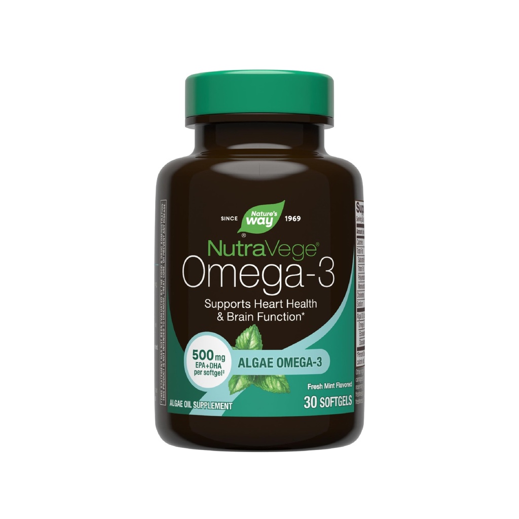 Nature's Way NutraVege Plant Based Omega-3, Kalp Sağlığı ve Göz ve Beyin Fonksiyonu*, 30 Vegan Softgels